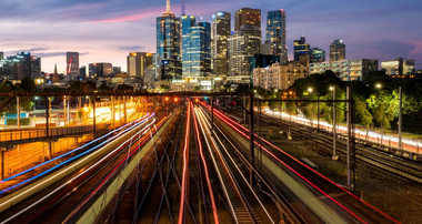 Railway and signals at night