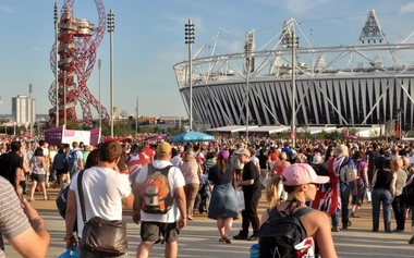 People outside the olympic stadium