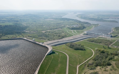 Aerial view of a pumped hydro storage facility