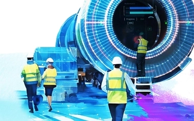 Engineers are checking a turbine machine