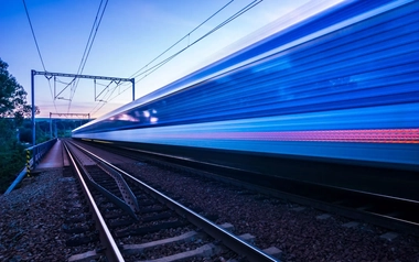high speed train moving fast on railway