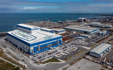 Aerial view of the Civmec ship fabrication facility at Henderson.