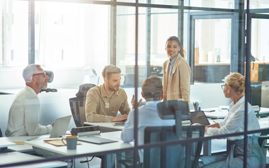 Group of professionals having a discussion