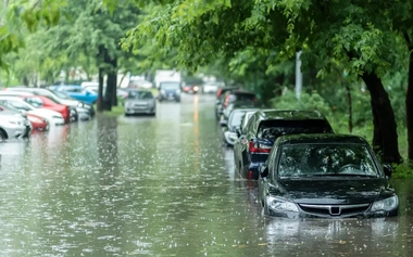 cars submerged in flood