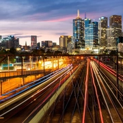 Melbourne railway station at night