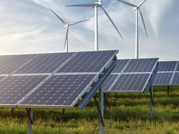 solar panels and wind turbines