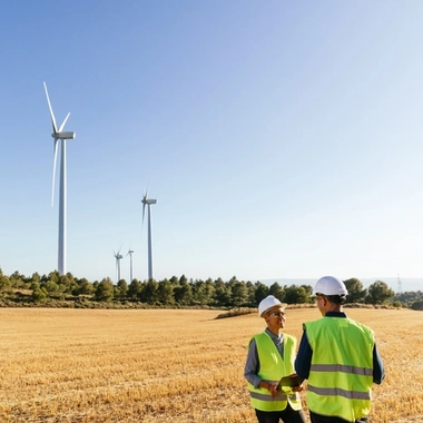 Engineers-working-at-renewable-wind-energy-farm