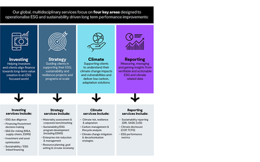 GHD ESG & Strategic Sustainability key areas infographic