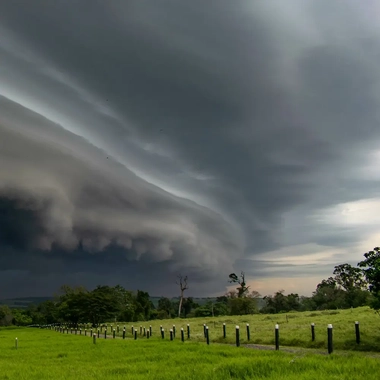 Storm clouds over a field