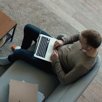 employee working on a laptop