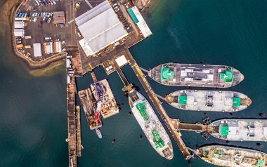 Vertical aerial view of WA State Ferry Maintenance Facility 