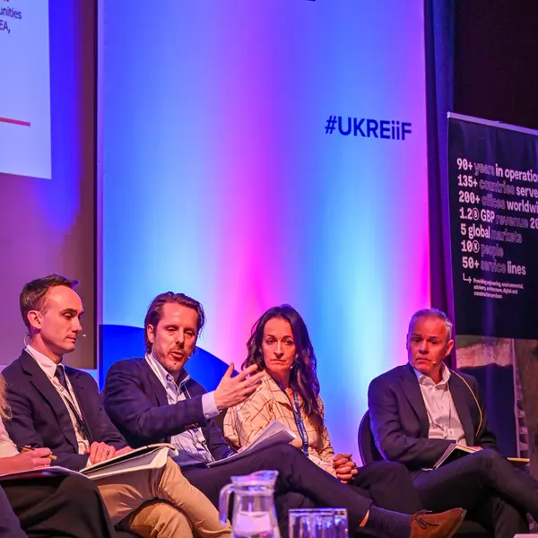 Speakers on stage during the UKREiiF Event