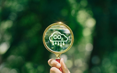 Magnifying glass with CO2 text on the lens