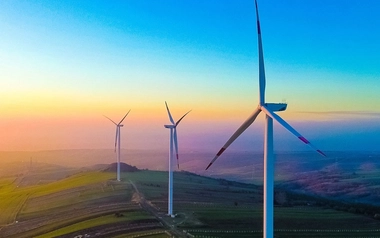 Wind energy with sunset