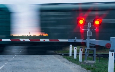  Red traffic lights train crossing
