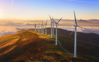 Wind turbines in an energy farm