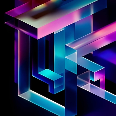 Generative AI abstract illustration of geometric shapes and structures in colorful neon colors