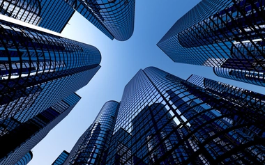 worm view of modern glass buildings