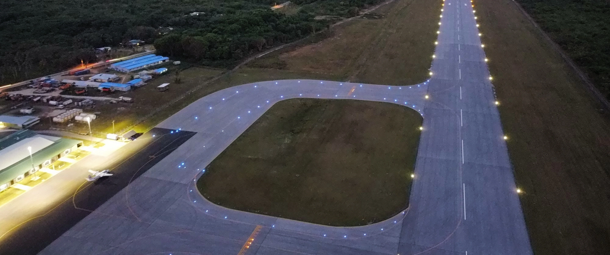 Illuminated Niue airport runway