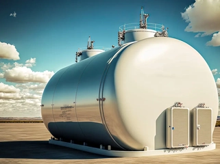 Hydrogen production and storage tank in a desert