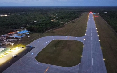 Illuminated Niue airport runway