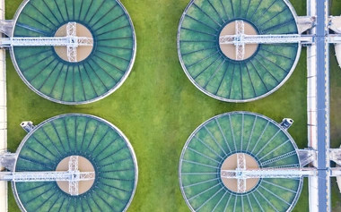 Aerial view of water treatment plant