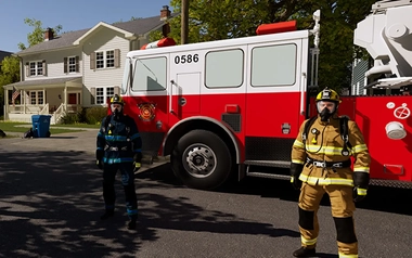 Firefighters wearing complete protective gears